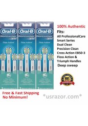 9 Braun Oral B Floss Action Brush Heads Toothbrush EB25-3