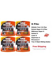 20 Supermax II Blades fit Gillette Schick Trac Plus Razor Twin Cartridges Refill