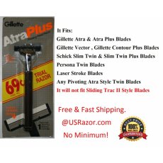 1 Gillette Atra Plus Razor Cartridges Shaver Vintage Pivoting Head Refill Handle 
