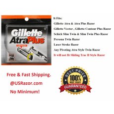 10 Gillette Atra Plus Razor Blades Cartridges Replacement Shaver Refills 