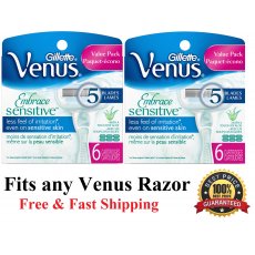 12 Gillette Embrace Sensitive Razor Blades Venus Cartridges Refills 2*6