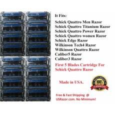 16 Refill Fit Schick Quattro Wilkinson Titanium Trimmer Razor 5 Blades Cartridge Made In USA