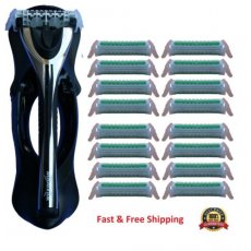 17 Wilkinson Oasis Women Razor Blades Refill cartridges with Metal Shaver Handle