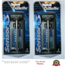 2 Gillette Sensor3 Metal Razor Shaver Handle Fit Sensor Excel Refills Cartridges