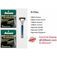 20 Ames Cartridges & V3 Razor Fit Gillette Sensor Excel Sensor3 Men Women Shaver 