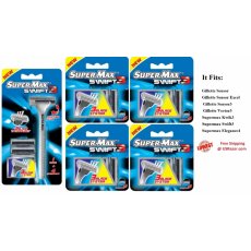 22 Swift3 Supermax BLADES Razor Fits Gillette Sensor 3 Excel Refills 