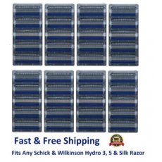 40 Schick Hydro 3 Razor Blades Refill Cartridges Fit Hydro 5 Silk Hydro3 Shaver 