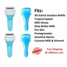 4 Schick Intuition Razor Handle Tropical Splash Blades