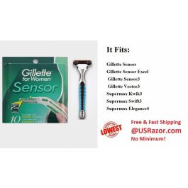 11 Gillette Sensor Women Blades Cartridges Refill Shaver Handle Fit Excel Razor  