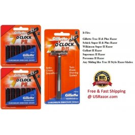 51 Gillette Trac II Razor Blades + 1 Razor 7 Clock P II 