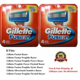 8 Gillette FUSION Razor Blade Cartridges Shaver Refills 