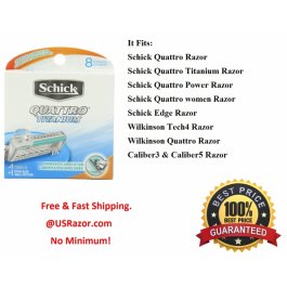 8 Schick Quattro Titanium Blades Cartridges  