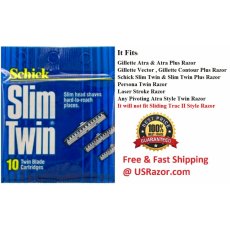 10 SCHICK SLIM TWIN RAZOR BLADES FITS GILLETTE ATRA NL 