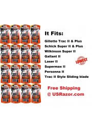 16 Supermax Fits Gillette Trac II Plus Razor Blades Handle