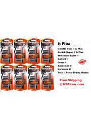 8 Supermax Fits Gillette Trac II Plus Razor Blades Handle 