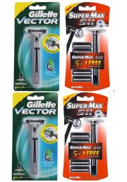 4 Gillette Vector Supermax Fits Atra Trac II Plus Razor Blades Cartridges Handle 