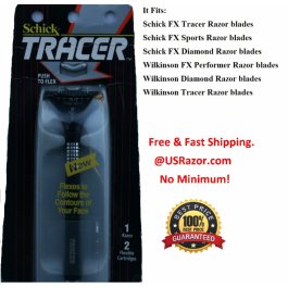 Schick FX Tracer Razor Along 2 Blades Fits Diamond Sports Shaver  