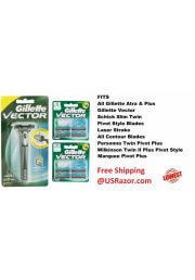 9 GILLETTE Vector Razor BLADES Cartridges Fits Same Atra Plus 