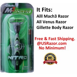 Gillette M3 Power Mach3 Razor Handle Shaver Blade Cartridge 