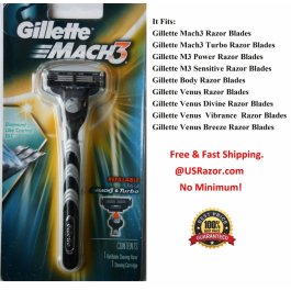 Gillette Mach 3 Razor Blade Handle Refill Cartridge Shaver Fit Turbo M3 Power 