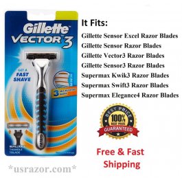 Gillette Vector 3 Razor Handle Fit Sensor Excel Men Women blade Refill Cartridge 
