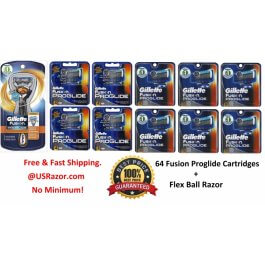 65 Gillette FUSION Proglide Flex Ball Razor Blades Cartridges Refills Flexball Shaver 4*8 