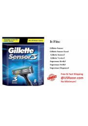8 Gillette Sensor 3 Razor Blades Cartridges Refills Fits Excel Shaver 
