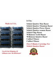 8 Refill Fit Schick Quattro Wilkinson Titanium Trimmer Razor 5 Blades Cartridge Made In USA 
