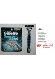 10 Gillette Sensor Excel Razor Blades + Shaver Handle 