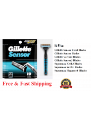 10 Gillette Sensor Razor Blades Cartridges Refills Shaver Handle Fit Excel 3 5 