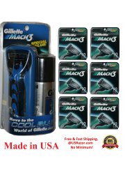 62 Gillette Mach3 Razor Blades Refill Cartridges Gel