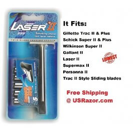 Laser Fits Gillette Trac II Schick Super 2 Razor Blades Handle 