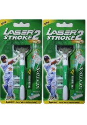 2 Laser Stroke2 Fit Gillette Atra Plus Razor blade Cartridge Refill Handle Shave