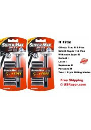 2 Supermax Fits Gillette Trac II Plus Razor Blades Handle 