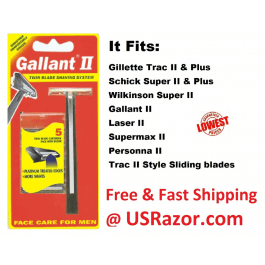 Gallant Razor Non Lubricant Blades Fit Gillette Trac II Plus 
