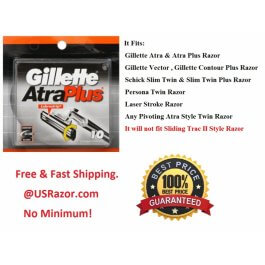 10 Gillette Atra Plus Razor Blades Cartridges Replacement Shaver Refills  