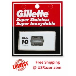 10 Gillette Double Edge Stainless Steel Inoxydable Blades  