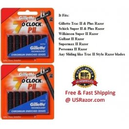 10 Gillette Trac II Razor Cartridges Refills Non Lubricant Blades 