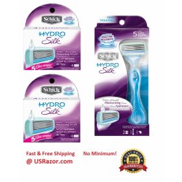 10 Hydro Silk Schick 5 Cartridges Blades Razor Refills HydroSilk Shaver Handle 