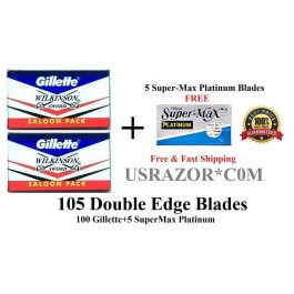 100 GILLETTE Double Edge Blades WILKINSON Saloon Pack Safety Razor+5 SM Platinum 
