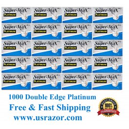 1000 SuperMax Double Edge Platinum Blades Barber Fits Gillette Schick Razor UK 