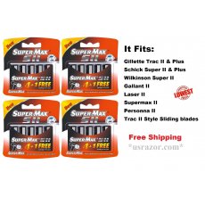 20 Supermax II Blades fit Gillette Schick Trac Plus Razor Twin Cartridges Refill