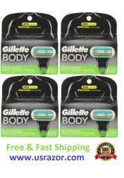 16 Gillette Body Razor Blades Refills Replacement Shaver Cartridges 4*4