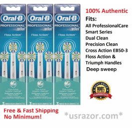 9 Braun Oral B Floss Action Brush Heads Toothbrush EB25-3 