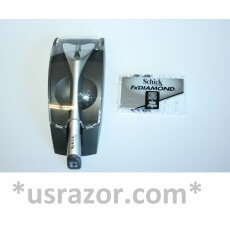 Metal Schick FX Diamond  Razor 2 blades Refills Cartridges Shaver Handle Tracer