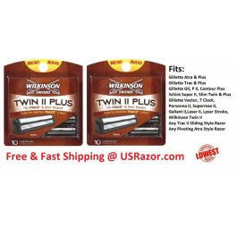 20 Wilkinson Super Plus Blades Cartridge Refill Ft Gillette Schick Trac II Razor  