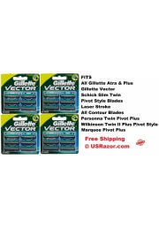 24 Gillette Vector Razor Blade Cartridges Similar To Atra Plus Free Shipping 