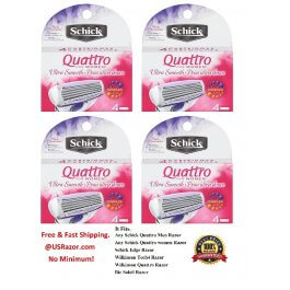 16 Schick Quattro Women Razor Blades Cartridges Quatro Shaver Refills 4*4 Sealed  