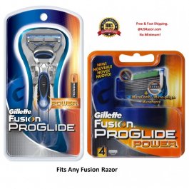 5 Gillette Fusion Proglide Power Blades + Razor  