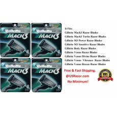 32 Gillette Mach3 Razor Blades Refills Shaver Cartridges 8*2 Fit Turbo M3 Power